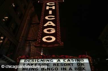 Chicago Theatre with casino sign