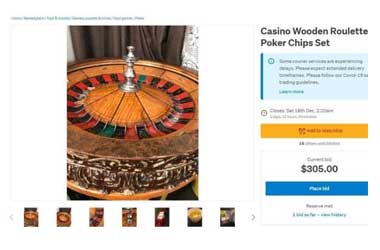 Golden Nugget roulette wheel being auctioned on Trade Me